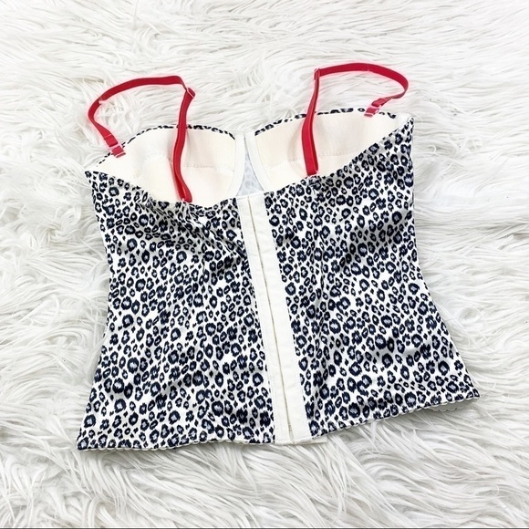 Flirtitude Bustier Top Leopard Print Skull Charm Silky - Picture 2 of 9